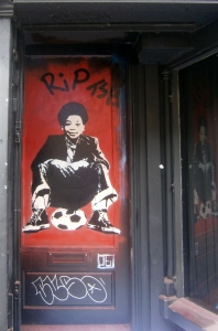One of the tributes painted yesterday by Tee Wat. This one is at Monty's in Brick Lane, Terry's favourite bar.
